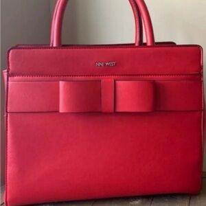 Nine West  hand bag large, Red Leather like. SIZE: 12”L  x 11”H x 5.5”W